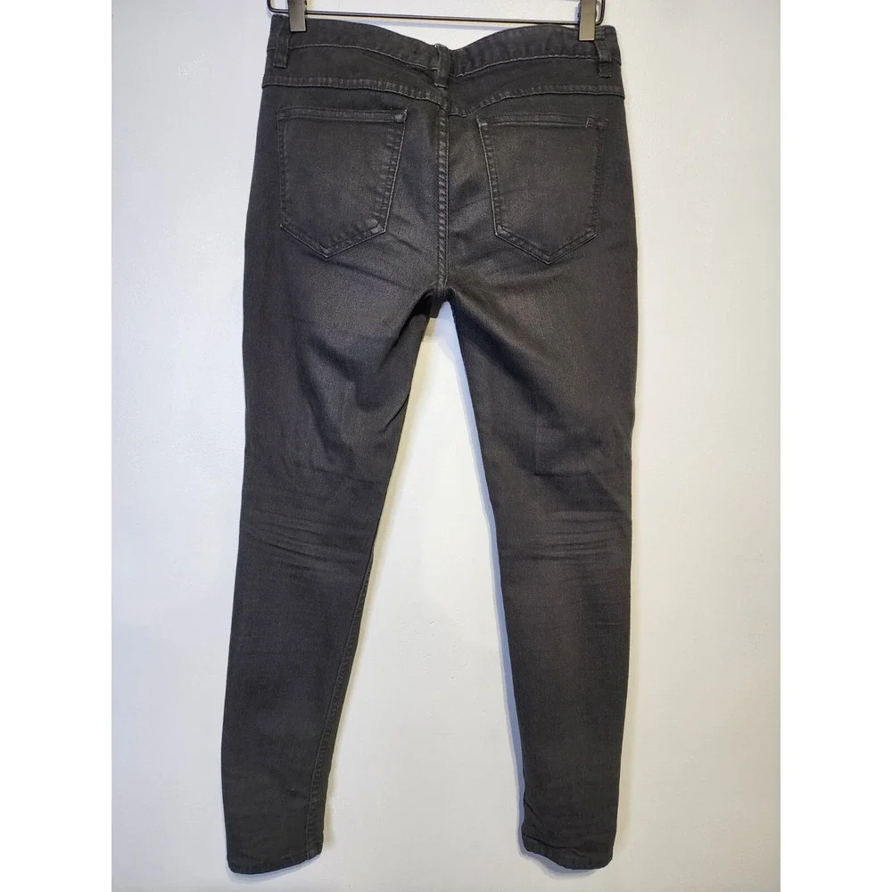 Free People Distressed Jeans Women's Size 27 Black Skinny‎ Low Rise Pockets